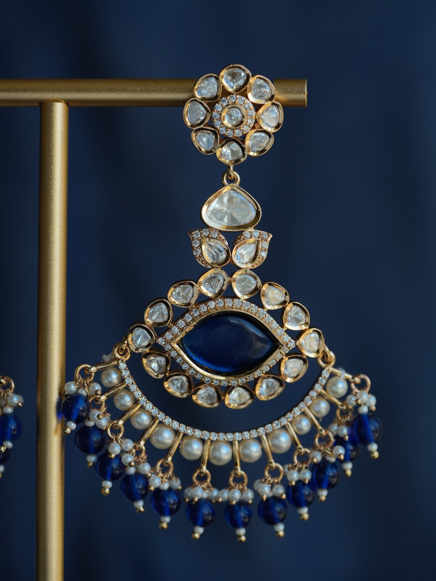 AYN - GREEN GEMSTONE KUNDAN CHANDBALI EARRINGS