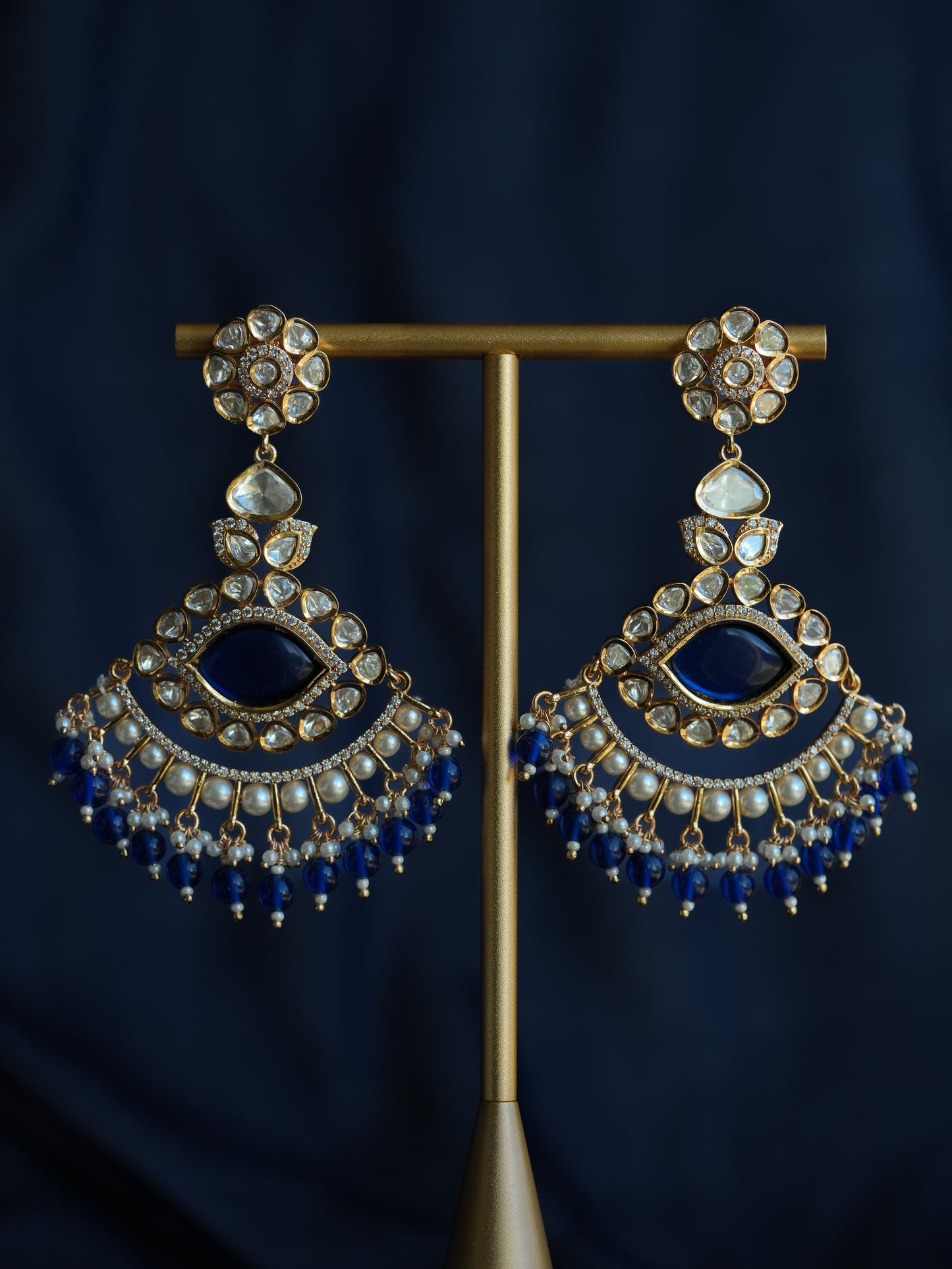 AYN - GREEN GEMSTONE KUNDAN CHANDBALI EARRINGS