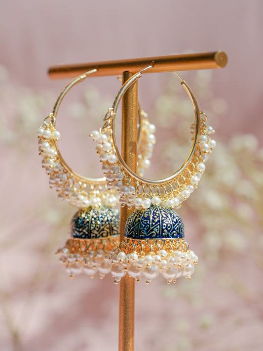 Cham Cham - Pink Hoop Meenakari Jhumkabali Earrings