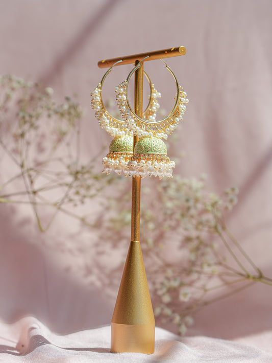 Cham Cham - Pink Hoop Meenakari Jhumkabali Earrings