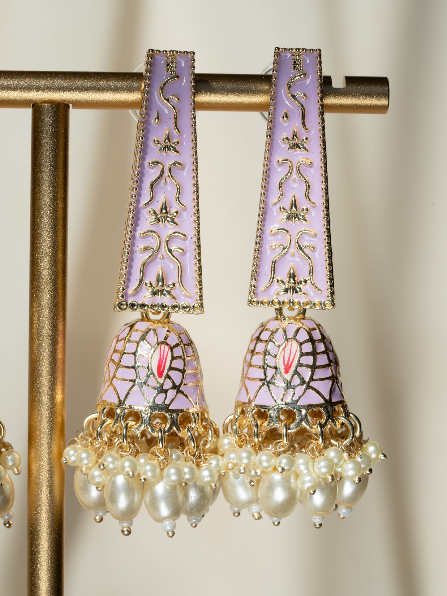 KULFI - BLUE PEARL DROP MEENAKARI JHUMKA EARRINGS