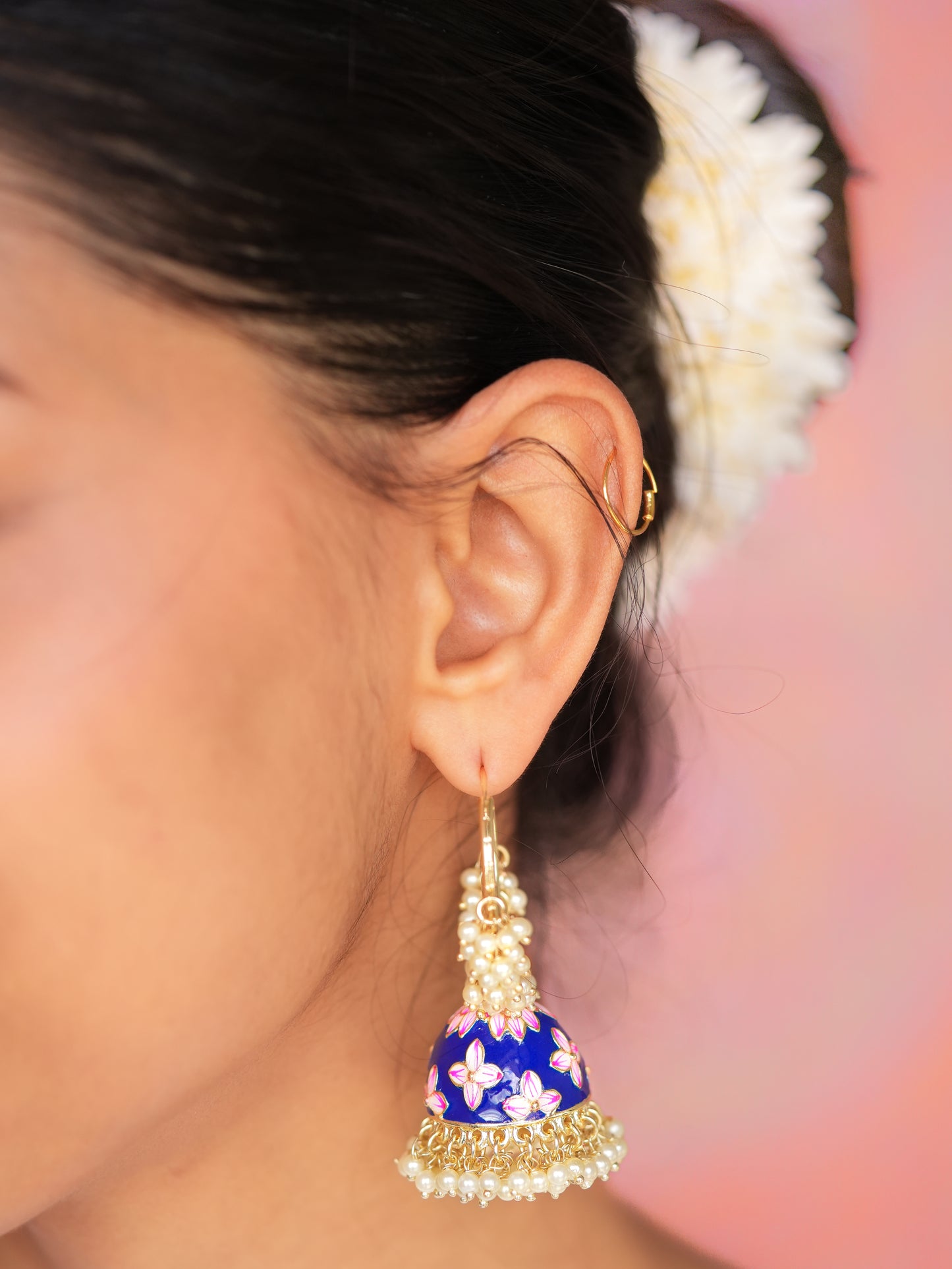 MISHTI - GREEN HOOP MEENAKARI JHUMKABALI EARRINGS