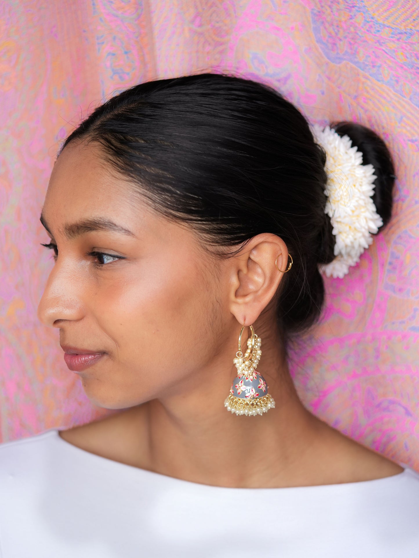 MISHTI - GREEN HOOP MEENAKARI JHUMKABALI EARRINGS