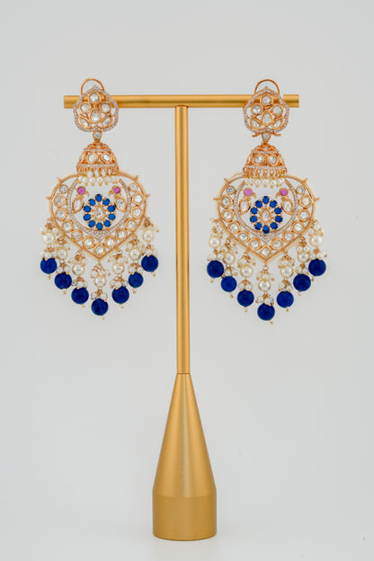 Afreen Blue Chandbali Earrings - Baali Boutique