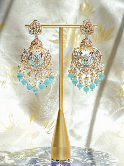 Afreen Sky Blue Chandbali Earrings - Baali Boutique