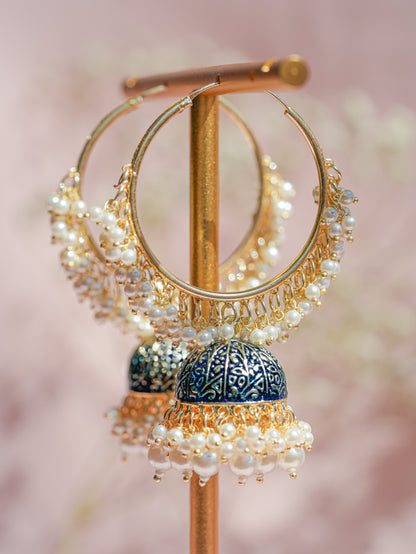 Cham Cham - Pink Hoop Meenakari Jhumkabali Earrings