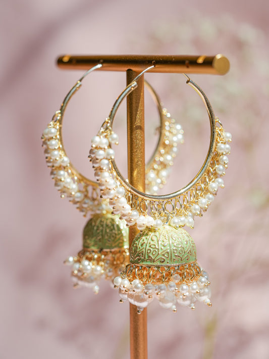 Cham Cham - Pink Hoop Meenakari Jhumkabali Earrings