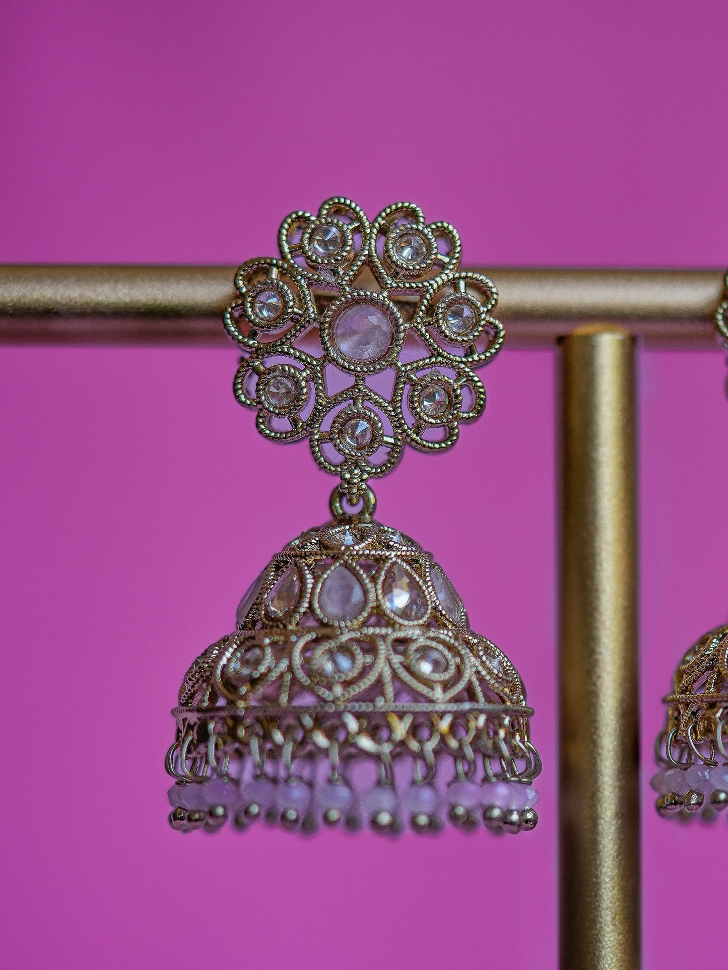 JAANI - RED GEMSTONE POLKI MINI JHUMKA EARRINGS