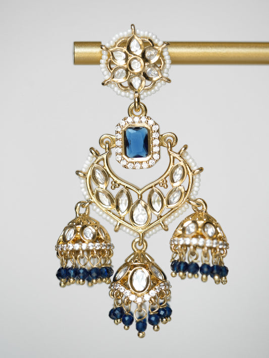 Kanwal Navy Blue Jhumka Earrings - Baali Boutique