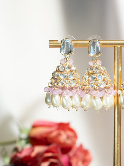 Lychee - Turquoise Gemstone Meenakari Mini Jhumka Earrings