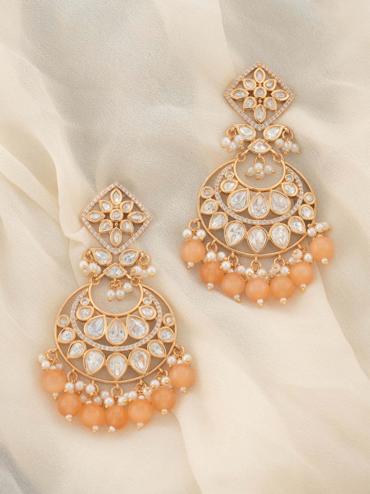 MIRA - GEMSTONE KUNDAN CHANDBALI EARRINGS