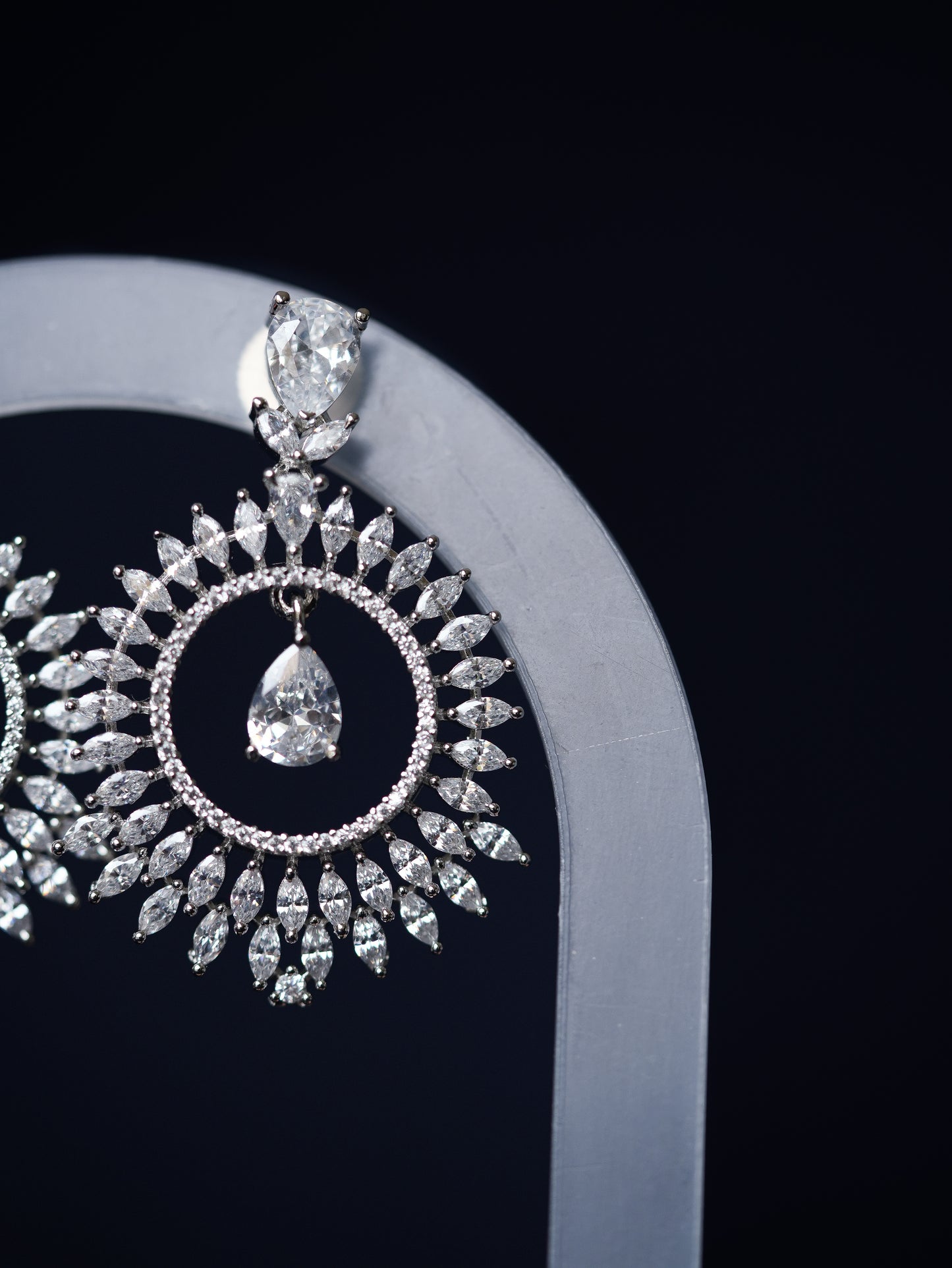 Sparkling Orion Silver Drop Chandbali Earrings – Baali Boutique