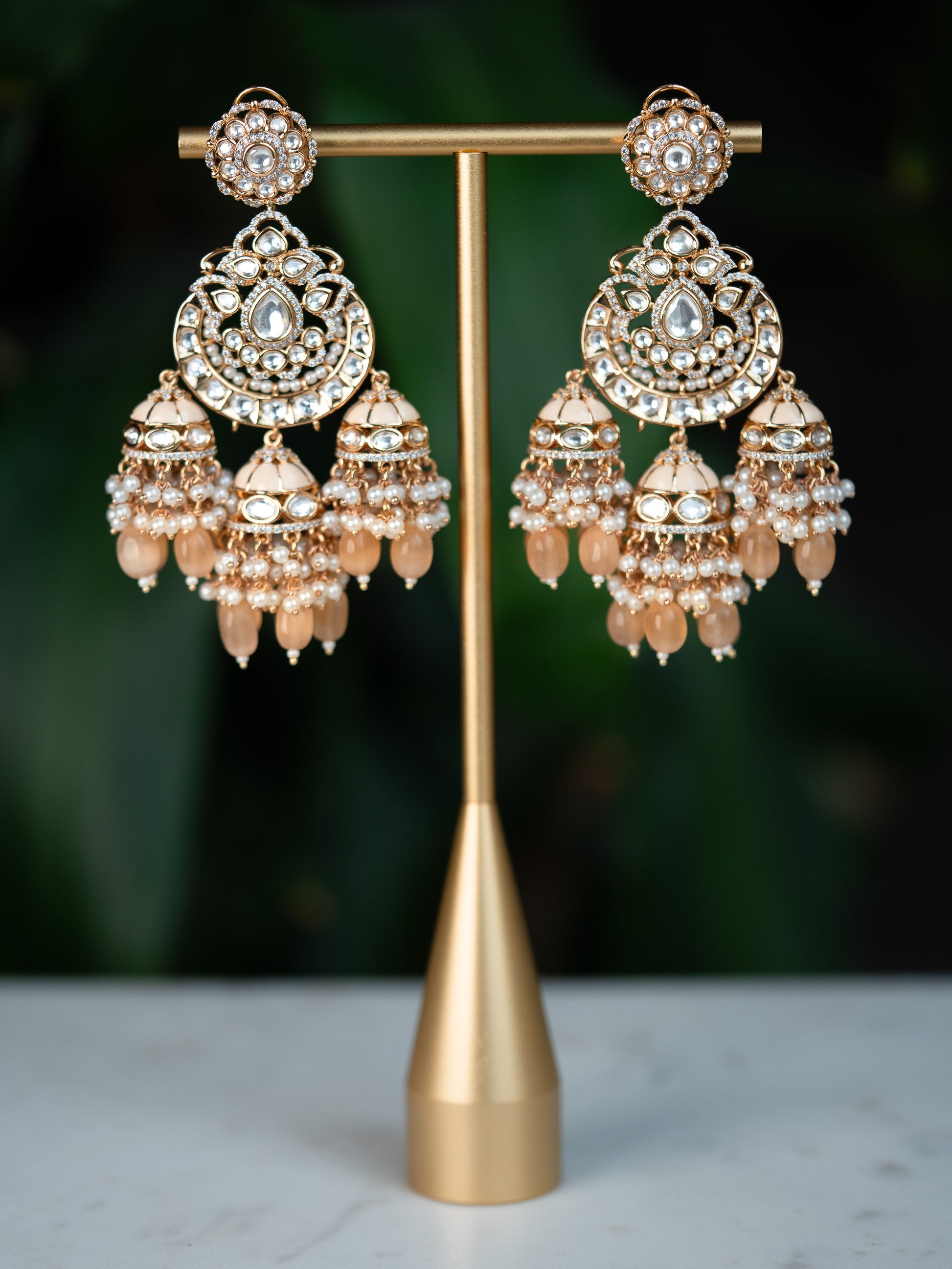 RANI - RED PEARL DROP KUNDAN JHUMKA EARRINGS