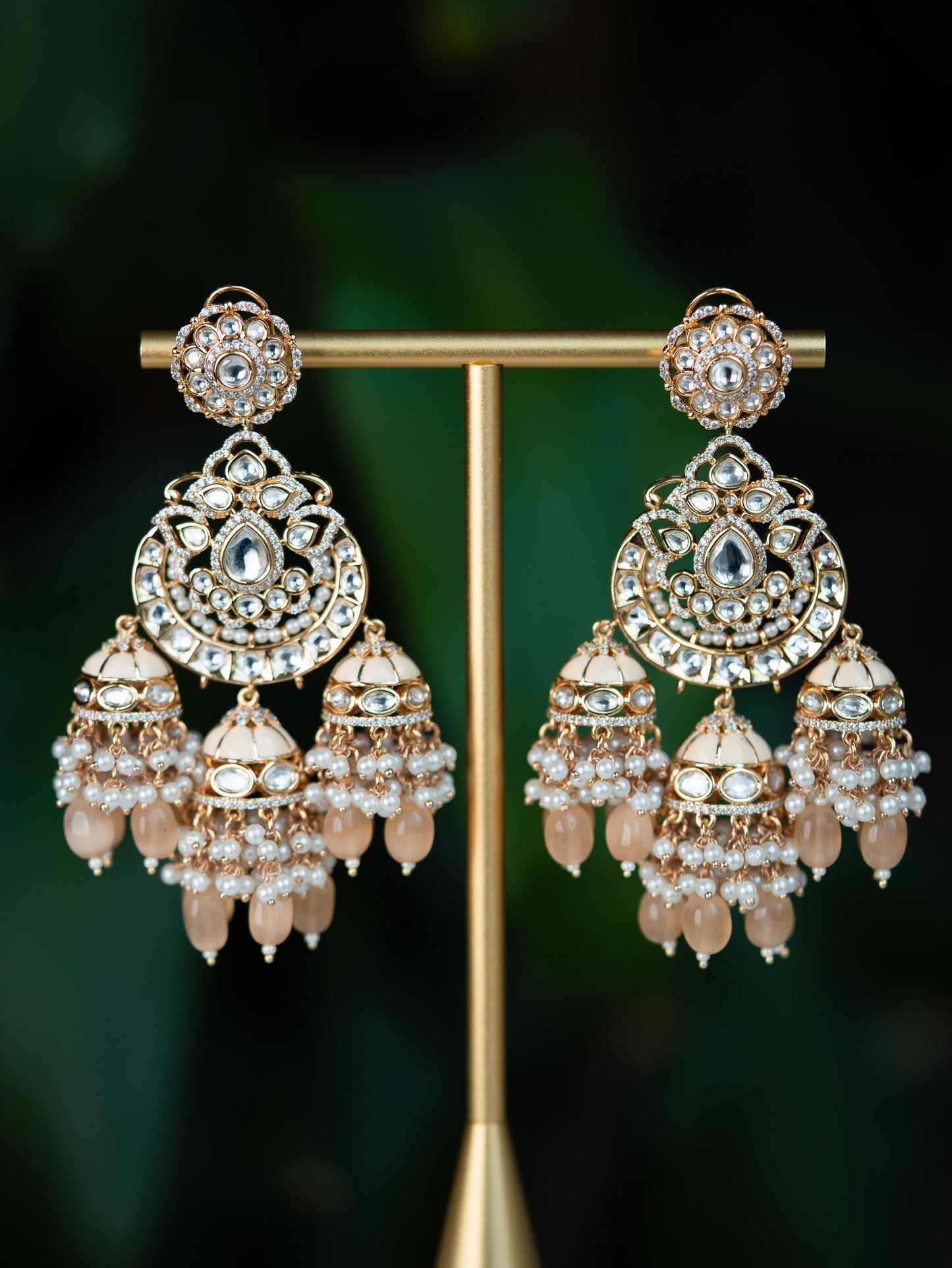 RANI - RED PEARL DROP KUNDAN JHUMKA EARRINGS