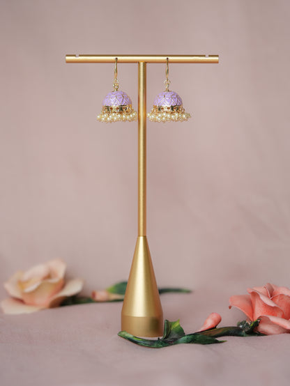 Sharbat Pink Drop Meenakari Mini Jhumka Earrings – Baali Boutique