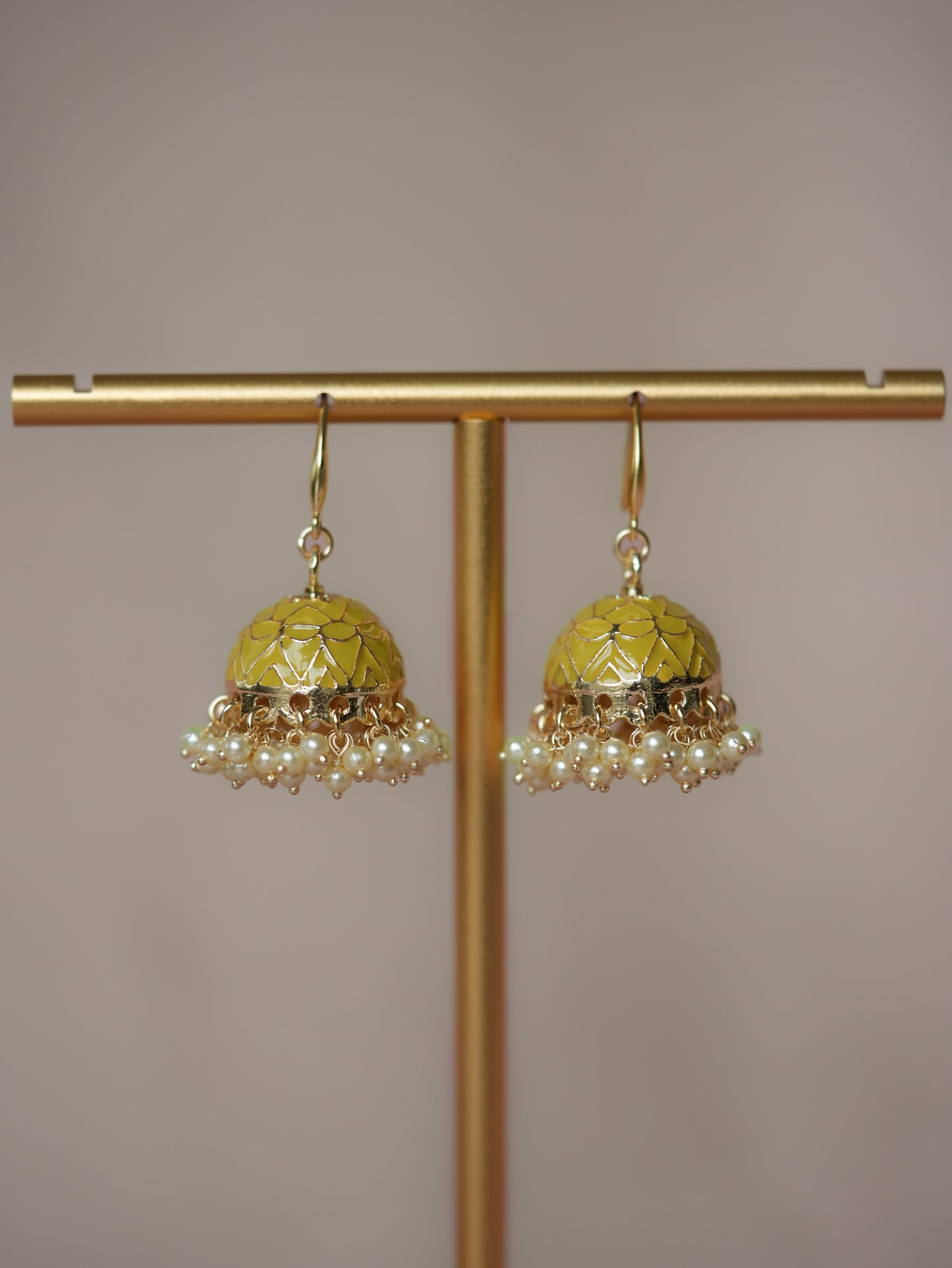 Sharbat Pink Drop Meenakari Mini Jhumka Earrings – Baali Boutique