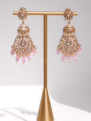 SHEHRZAD - PINK GEMSTONE KUNDAN JHUMKA EARRINGS
