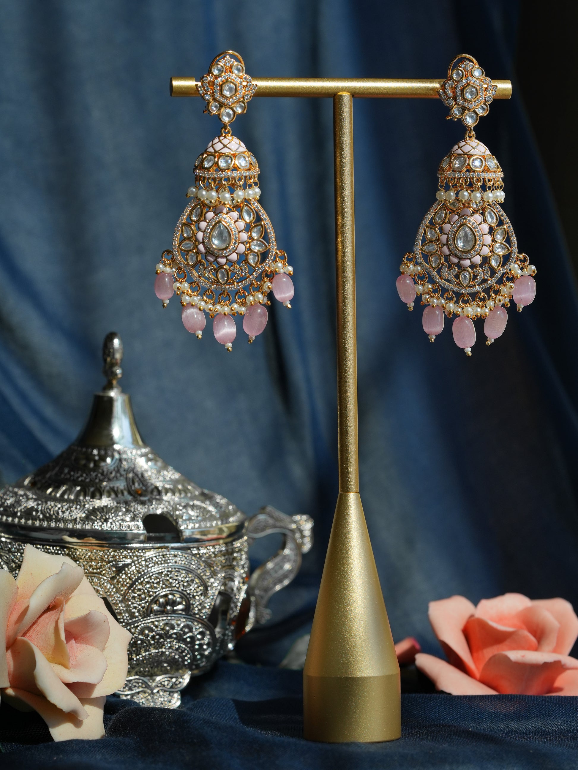 SHEHRZAD - GEMSTONE KUNDAN JHUMKA EARRINGS